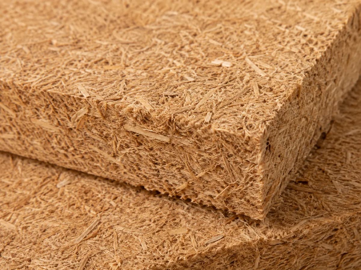 Gros plan d’un panneau isolant en fibre de bois